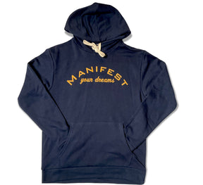 "Manifest Your Dreams Apparel" Hoodie "Navy" "Gold"