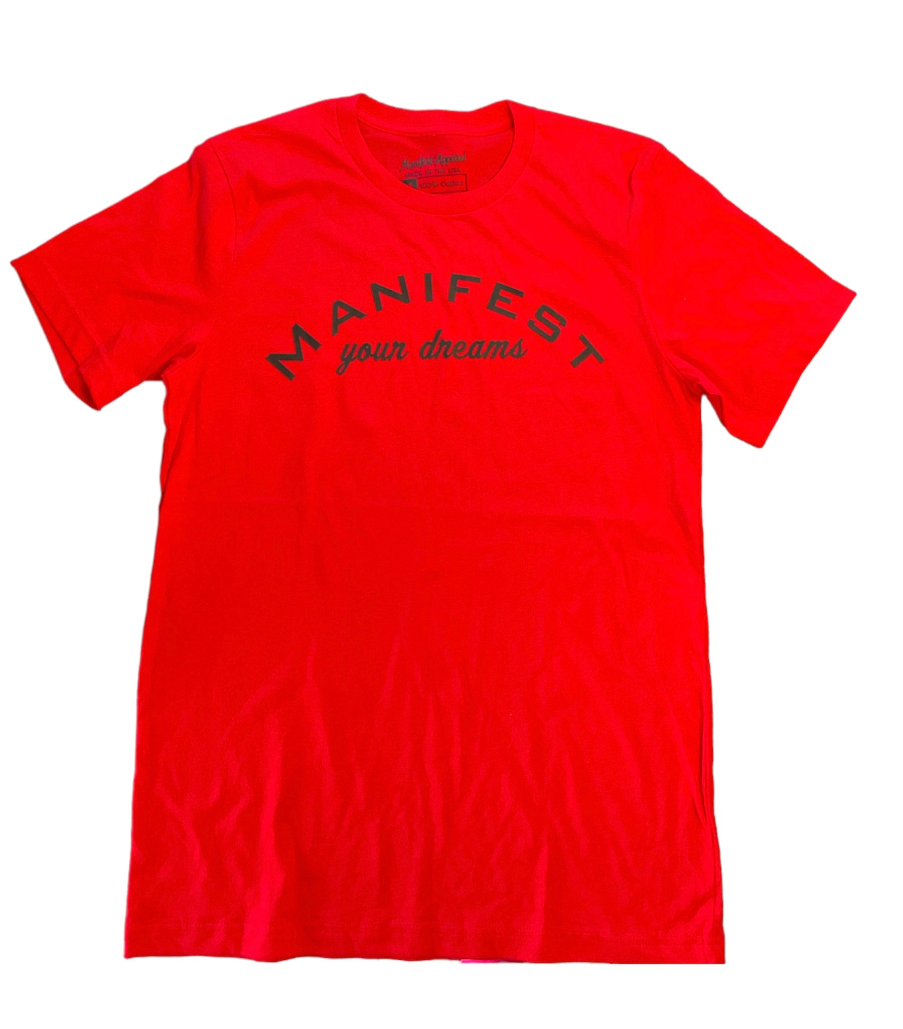 Red and Black Logo Manifest Your Dreams Shirt